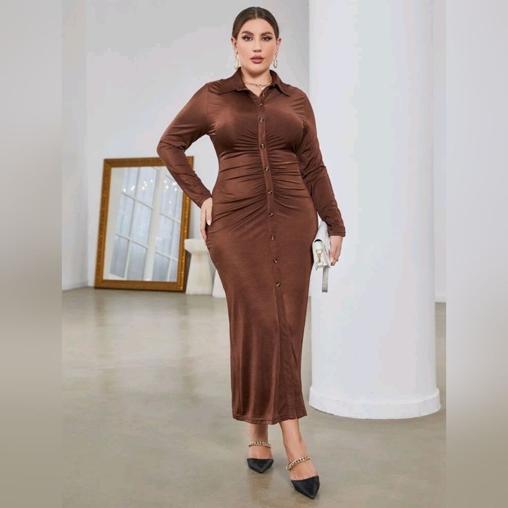 Shein Brown Button Down Dress 2x (20)